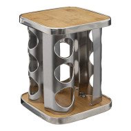 Rack rotatif 12 pots à épices inox bambou