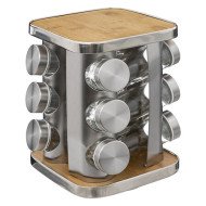 Rack rotatif 12 pots à épices inox bambou