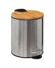 Poubelle à pédale soft close 3 L métal et bambou