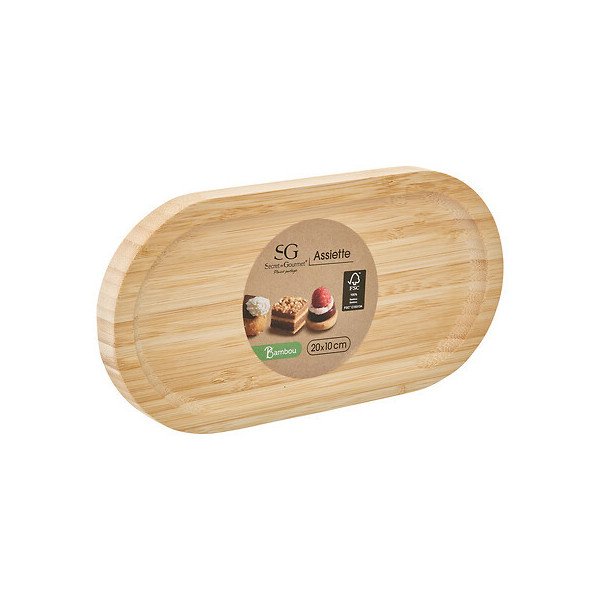 Assiette de présentation ovale 30 x 15 cm en bambou