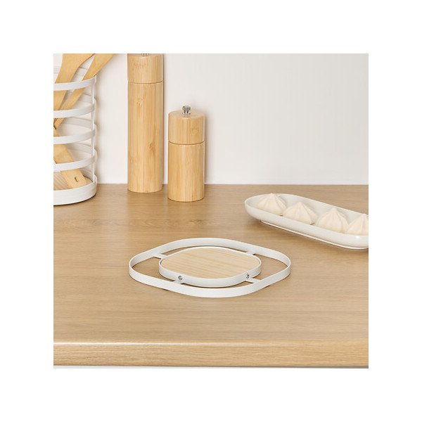 Dessous de plat Balm bois et acier blanc