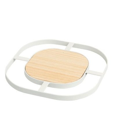 Dessous de plat Balm bois et acier blanc