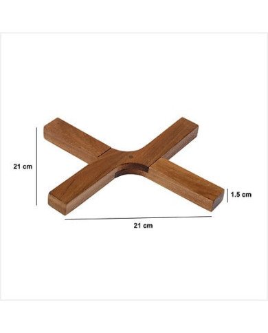 Dessous de plat croix en acacia