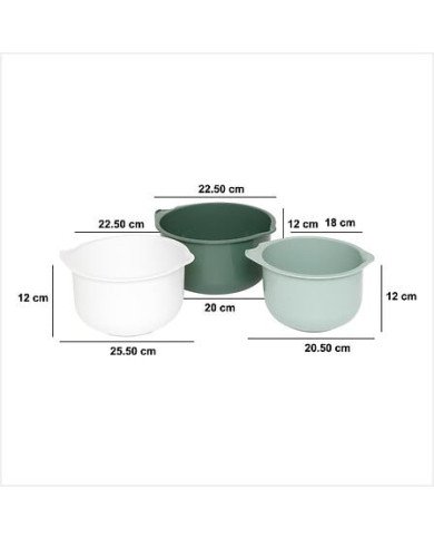 Lot de 3 bols à mixer emboîtables en plastique