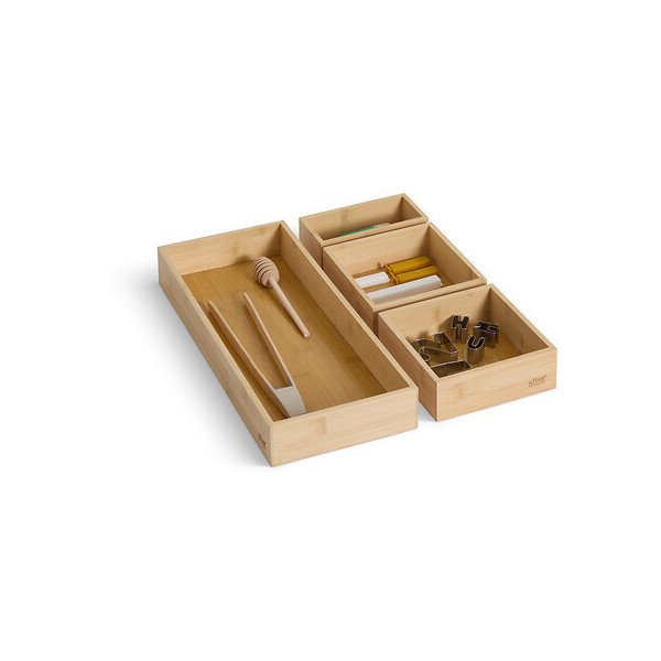 Organiseurs de tiroir en bambou – Lot de 4