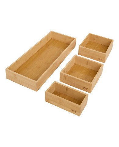 Organiseurs de tiroir en bambou – Lot de 4