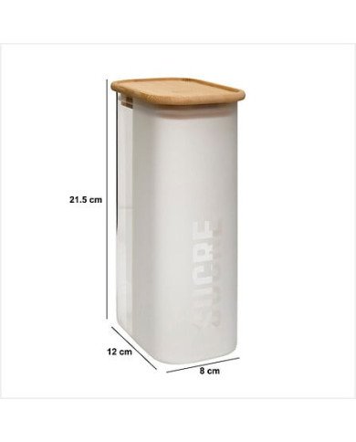 Boîte à sucre Glassy 1,6 L avec couvercle bambou