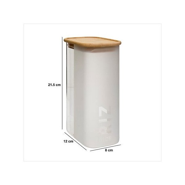 Boîte à riz Glassy 1,6 L avec couvercle bambou