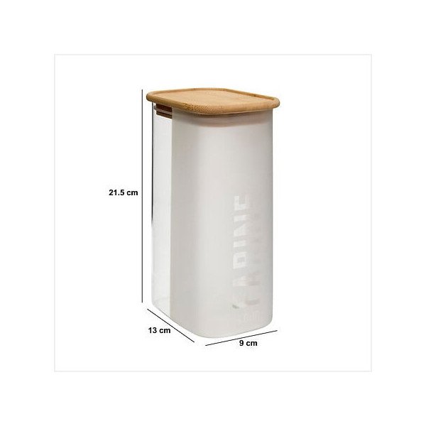 Boîte à farine Glassy 1,6 L avec couvercle bambou