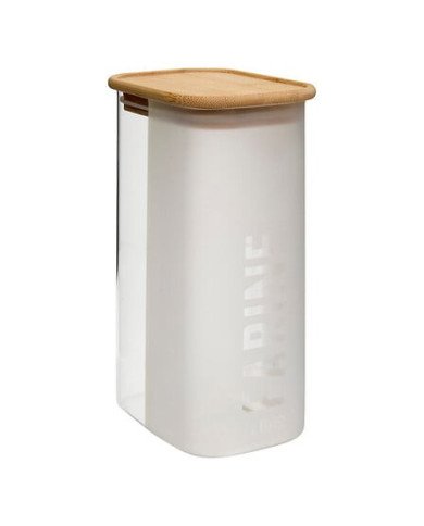 Boîte à farine Glassy 1,6 L avec couvercle bambou