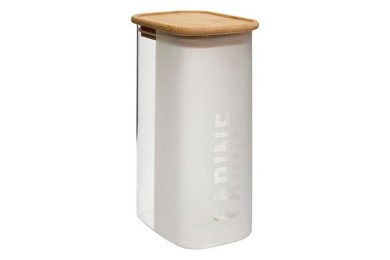 Boîte à farine Glassy 1,6 L avec couvercle bambou