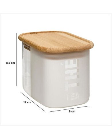 Boîte à thé Glassy 720 ml verre et couvercle bambou