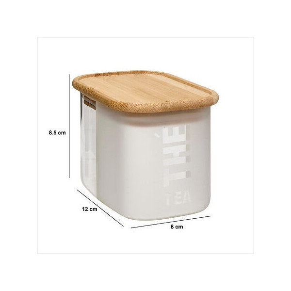 Boîte à thé Glassy 720 ml verre et couvercle bambou