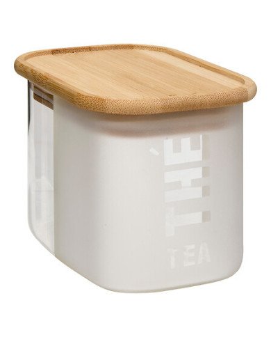 Boîte à thé Glassy 720 ml verre et couvercle bambou