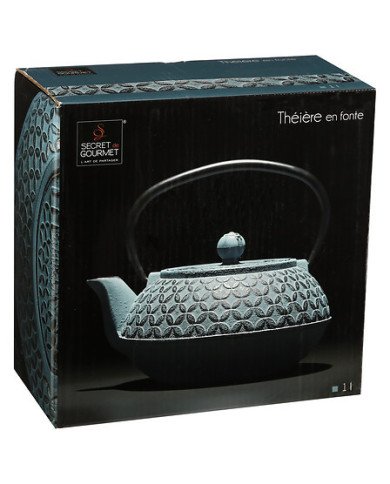Théière Flower 1 L en fonte bleue élégante