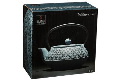 Théière Flower 1 L en fonte bleue élégante