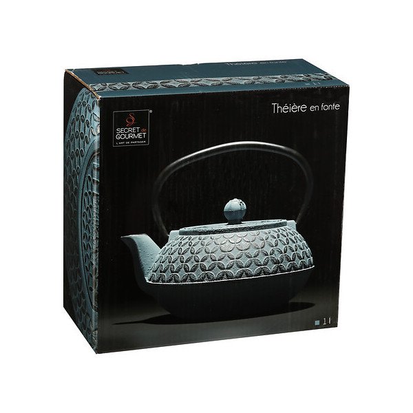 Théière Flower 1 L en fonte bleue élégante