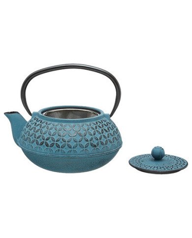Théière Flower 1 L en fonte bleue élégante
