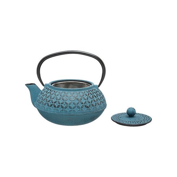 Théière Flower 1 L en fonte bleue élégante