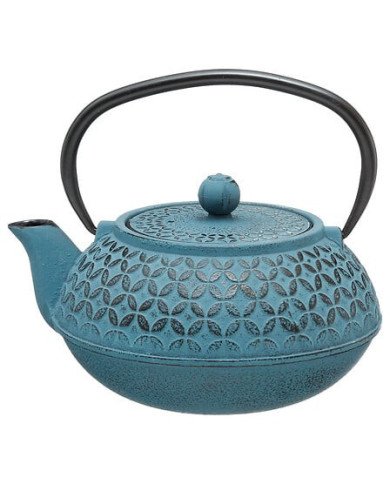 Théière Flower 1 L en fonte bleue élégante