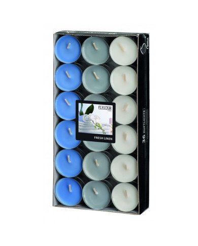 Lot de 36 Bougies chauffe-plats parfumées Linge frais Ø 38mm H: 17mm - CASADECO Lot de 36 Bougies chauffe-plats parfumées Linge frais Ø 38mm H: 17mm - CASADECO