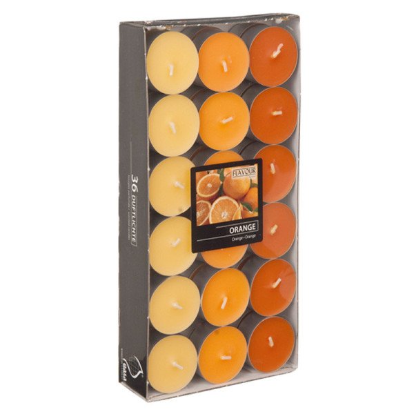 Lot de 36 Bougies chauffe-plats parfumées Orange Ø 38mm H: 17mm - CASADECO