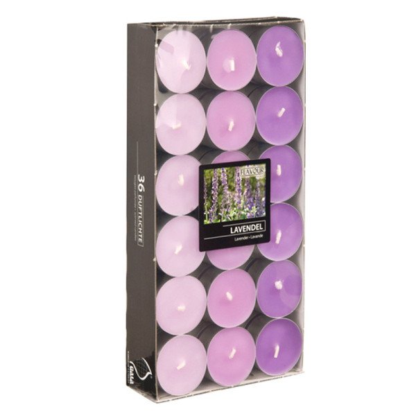Lot de 36 Bougies chauffe-plats parfumées Lavande Ø 38mm H: 17mm - CASADECO
